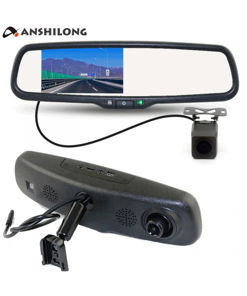 ANSHILONG 5" Special Car Rear view Mirror DVR Monitor 2K Front Camera with Bracket + 1080P Backup Camera Dual Lens Recording