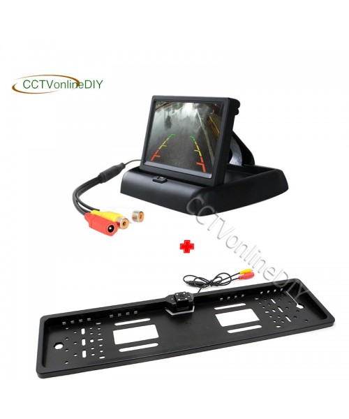 Vehicle Auto parking system , HD CCD Night Vision EU European Car License rear view camera + 4.3 inch Car Foldable Monitor