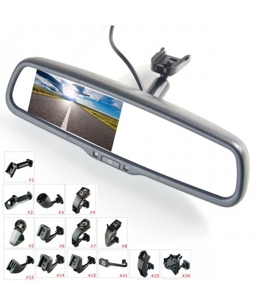 Special Car Internal Rearview Rear View Mirror with 4.3 inch TFT LCD Monitor + Bracket Mount 2 CH Video Input