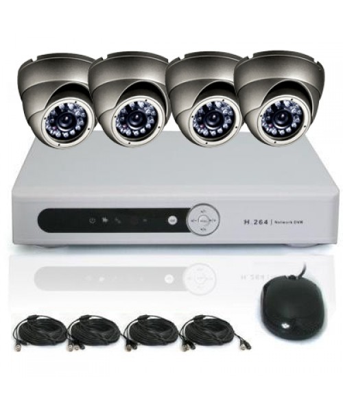 Home 4CH H.264 Full D1 Network DVR 1/4 CMOS 420TVL 3.6mm Dome IR CCTV Camera Security Video System Kit