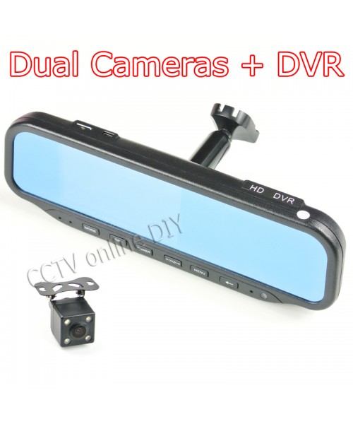 4.3" Special Car Rear view Mirror DVR Monitor HD 1280x720 Camera with Bracket Video Input Support Dual Cameras Recording+4G Card