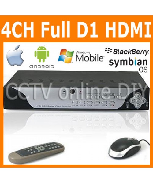 4CH H.264 FUll D1 Realtime Recording 1080P HDMI Port Network Standalone CCTV DVR Support Mobile Phone View