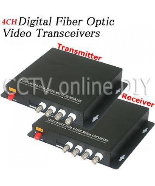 4 Channel Video Data Fiber Media Converter Digital Optical Transmitter and Receiver System For CCTV Security