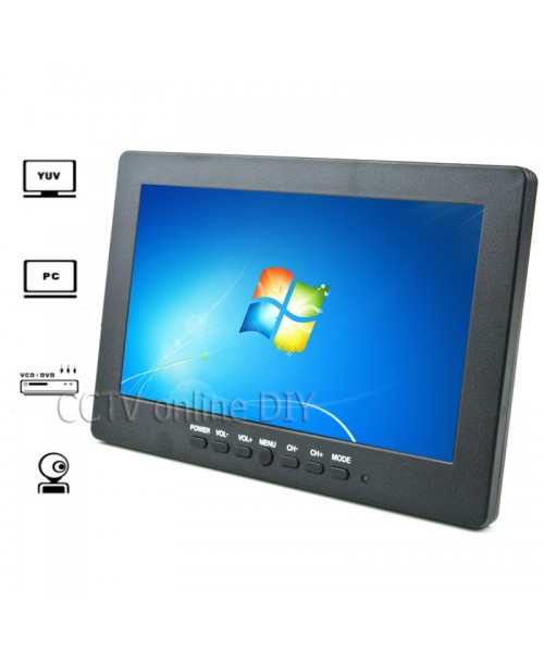 7" LCD Color CCTV Monitor with VGA AV Yuv Port 800*480 Resolution 3CH Auto Switch Timer to Turn on/off