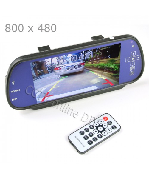 100% New Car 7 inch 7" TFT LCD Rear View Mirror MP5 SD Card USB Monitor 2CH Video Input Touch Button