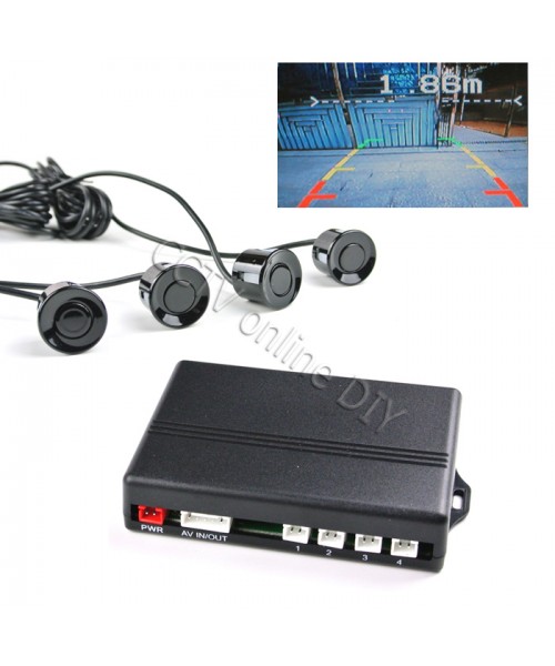 Security Car Parking Sensors with Video In/Out for Car Rearview Camera Montior Detection Distance Indication