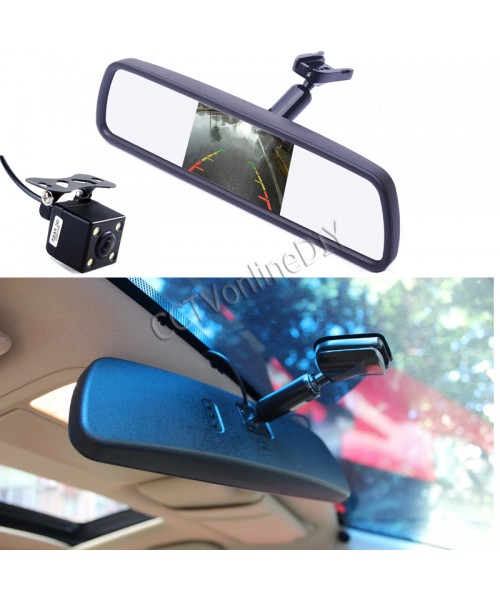 4.3" TFT LCD Screen Car Interior Replacement Rear View Mirror Monitor + CCD Day & Night HD Backup Reversing Camera System