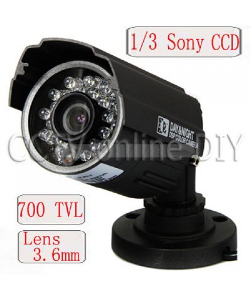 CCTV 700TVL High Resolution Night Vision Camera 1/3" SONY Super HAD CCD II 3.6mm Lens 21 IR Leds OSD Menu waterproof