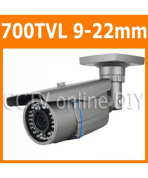 Security CCTV 700TVL 1/3" SONY E-Effio CCD 9-22mm Varifocal Zoom Lens Weatherproof 42 IR Leds Day&Night Camera with OSD Menu