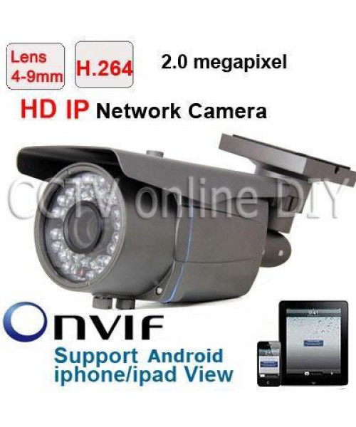 Security 2 Mega Pixel 1600 x 1200 Weatherproof CCTV HD IP Network IR Camera 4-9mm Lens Mobie Phone View