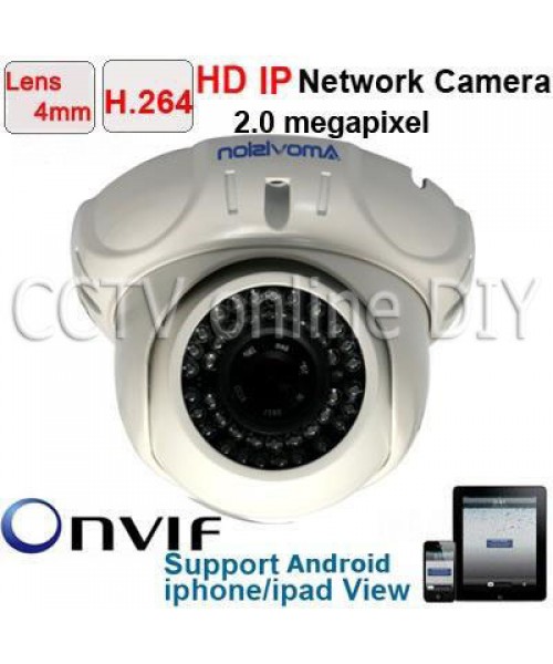 2.0 Mega Pixel 1600*1200 Resolution H.264 Security CCTV HD 42IR Leds Dome IP Camera 4mm Lens Mobile Phone View