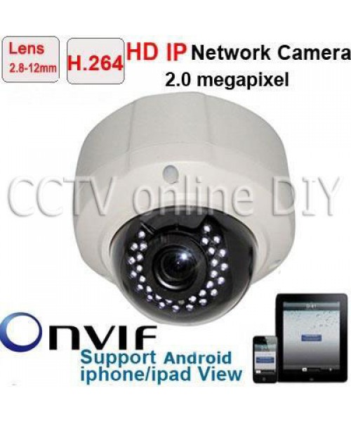 Home Security HD H.264 2.8-12mm Lens 2.0 Mega pixel CCTV 30IR Leds Night Vision Dome IP Camera Mobile Phone View