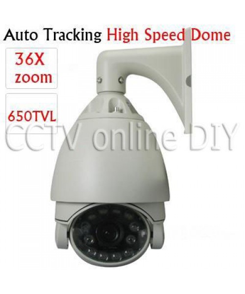 Security CCTV 7 inch 1/3" CCD 650TVL 3.2~115.2mm 36X Optical Zoom Auto Tracking High Speed Dome PTZ IR Camera 256 Preset