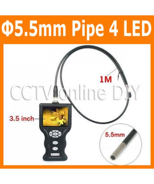 5.5mm Diameter Video Snake Borescope Endoscope Pipe Sewer Walls Vehicles Inspection Camera System 3.5 inch LCD Monitor