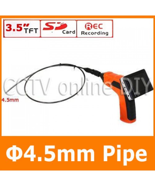 4.5mm Diameter Wireless Video Snake Endoscope Pipe Sewer Walls Vehicles Inspection Camera DVR System 3.5" Monitor