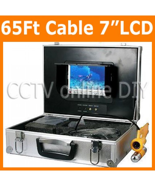 20M/65Ft Underwater Fishing Video Camera System Boat Inspection Sharp CCD 9 Light LED Camera 7 inch Color Monitor