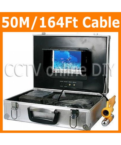 50M/164Ft Underwater Fishing and Boat Inspection Video Camera System Sharp CCD 9 Light LED Camera 7 inch Color Monitor