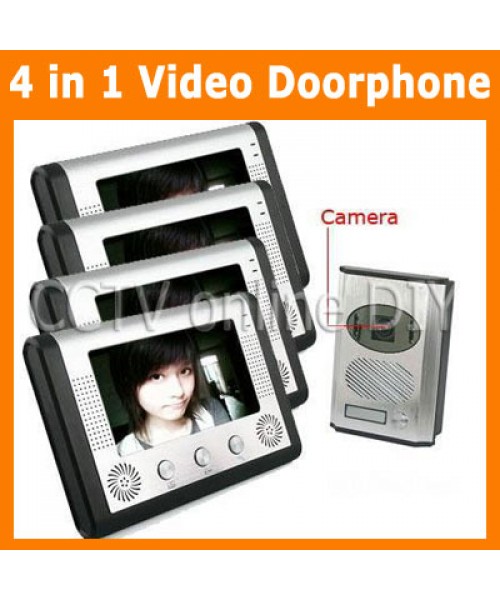 Home Video Door Phone Doorbell Intercom System 4pcs Indoor Monitor with 1 Outdoor IR Camera