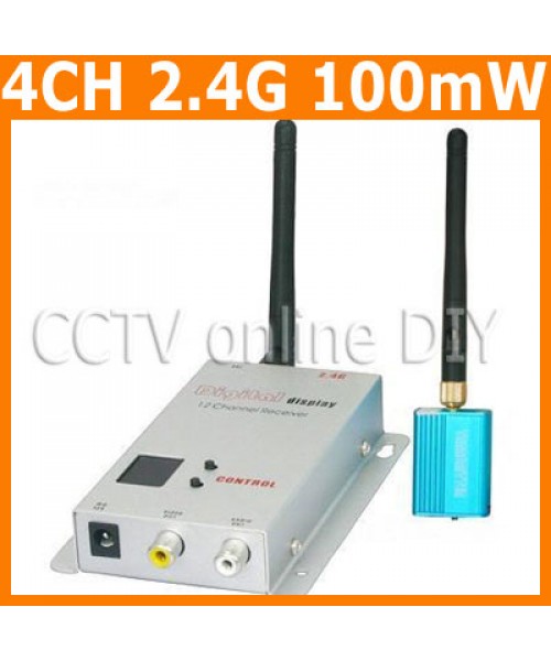 CCTV 4CH 100mW 2.4G Wireless AV Transmitter and Receiver Kit for Security Camera Model Airplane