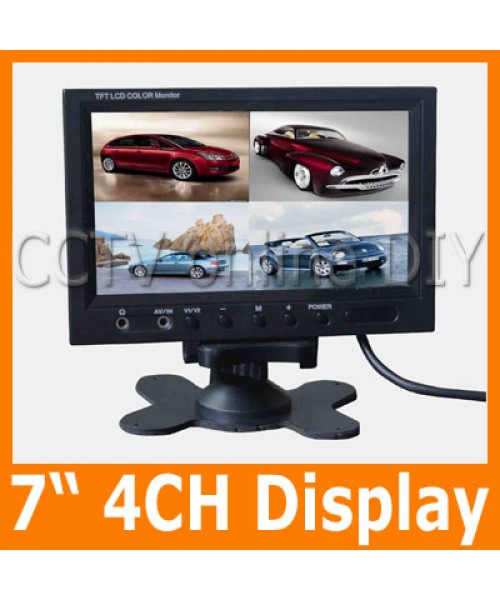 7" Color TFT LCD Rear View Car Monitor 4CH Video Input Four Division Display Quad Mode Monitors