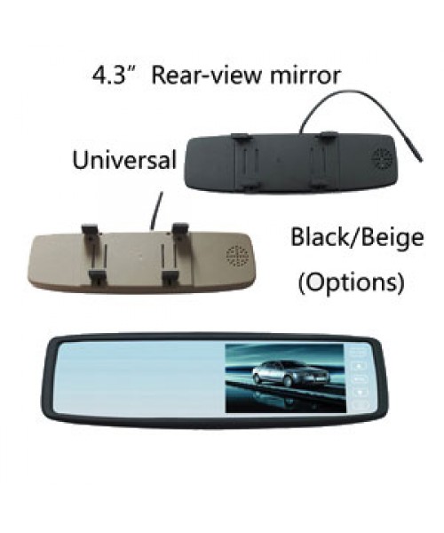 Factory Sale 4.3 inch TFT-LCD Car Mirror Monitor Rearview 2CH Video in Touch Button Universal Clip-on