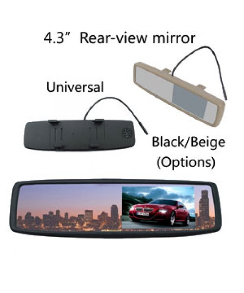 Brand New Universal Clip-on 4.3" Rear View Mirror Car Monitor 2CH Video Input