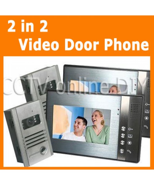 Home Video Door Phone Intercom 7" LCD Full Color Doorbell Intercom Kit 2 Camera 2 Monitor Unclock Function