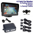 4.3" LCD Color Car Monitor Rearview + Backup Camera Night Vision Reversing + 4* Parking Sensors 1 *Beeper