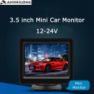 ANSHILONG 12-24V 3.5 inch TFT LCD Mini Car Vehicle Rear View in-dash Monitor 4:3 Screen 2Ch Video input 2 Brackets