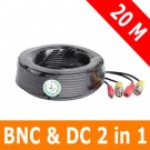20M/65FT CCTV Video and Power Plug and Play Cable with Male BNC Port 5.5mm and 2.1mm Power Port