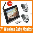 2.4G Wireless Home Security Baby Monitor System 2pcs IR Day and Night Camera 4CH 7" inch TFT Color LCD