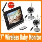 Home Security CCTV 2.4G Wireless Baby Monitor System 2pcs IR Day and Night Camera 4CH 7" inch TFT Color LCD