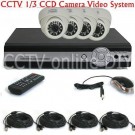 Home 4CH H.264 Standalone DVR 1/3" CCD 420TVL 3.6mm Dome IR CCTV Security Video Camera System