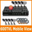 8CH H.264 Network Security CCTV DVR System Support Mobile Surveillance 600TVL Night Vision Outdoor CCD Camera
