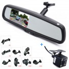 4.3" LCD Car Rear View Mirror Monitor Kit + Reverse Backup Parking Camera, Interior Replacement Rearview Mirror with OEM Bracket