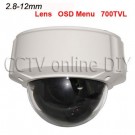 Home Security CCTV 700TVL 2.8-12mm Lens Vandalproof Indoor Dome Camera with OSD Menu