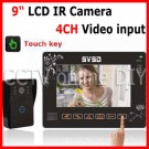 9 Inch Color TFT LCD Monitor 4CH CCTV Camera input Home Video Door Phone Doorbell Intercom System Touch Button