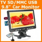 9.8 inch TFT LCD Analog TV Color Car Monitor Support SD/MMC Card USB Player Build in Speaker 
