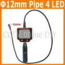 12mm Diameter Video Snake Endoscope Borescope Pipe Sewer Walls Vehicles Inspection Camera System 3.5 inch LCD Monitor