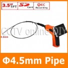4.5mm Diameter Wireless Video Snake Endoscope Pipe Sewer Walls Vehicles Inspection Camera DVR System 3.5" Monitor