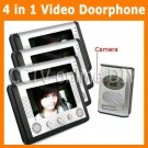 Home Video Door Phone Doorbell Intercom System 4pcs Indoor Monitor with 1 Outdoor IR Camera