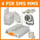 GSM Wireless SMS MMS Home Security Burglar Alarm System Auto Dialer Talk with Infrared Camera 4pcs PIR