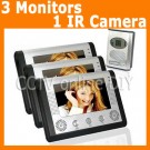 Home Video Door Phone doorbell Intercom System 3pcs 7 inch Monitors 1 Outdoor IR Camera