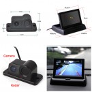 Car Reverse Parking Camera With Radar Sensor + 4.3" Foldable LCD Rear View Monitor 3 in 1