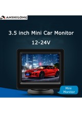 ANSHILONG 12-24V 3.5 inch TFT LCD Mini Car Vehicle Rear View in-dash Monitor 4:3 Screen 2Ch Video input 2 Brackets