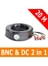 20M/65FT CCTV Video and Power Plug and Play Cable with Male BNC Port 5.5mm and 2.1mm Power Port