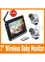 2.4G Wireless Home Security Baby Monitor System 2pcs IR Day and Night Camera 4CH 7" inch TFT Color LCD