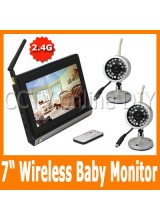 Home Security CCTV 2.4G Wireless Baby Monitor System 2pcs IR Day and Night Camera 4CH 7" inch TFT Color LCD