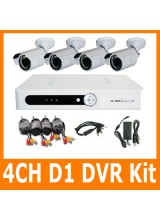 4CH Full D1 H.264 Home Video Security CCTV Surveillance DVR Record System Kit 4 x CMOS IR Day&Night Weatherproof Camera