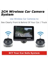 7" TFT Color LCD Monitor Wireless Car Rearview System with 2pcs Infrared Weatherproof Cameras 2CH Display